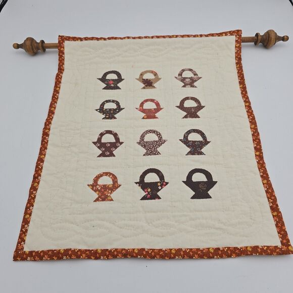 Handmade Other - Vtg Handmade Quilt Wall Hanging Basket Appliqué Primitive Country Décor 14"12